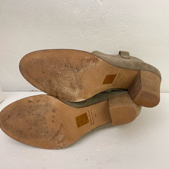 Madewell Billie Beige Suede Block Heel Ankle Boots Size 9.5 - Picture 7 of 8